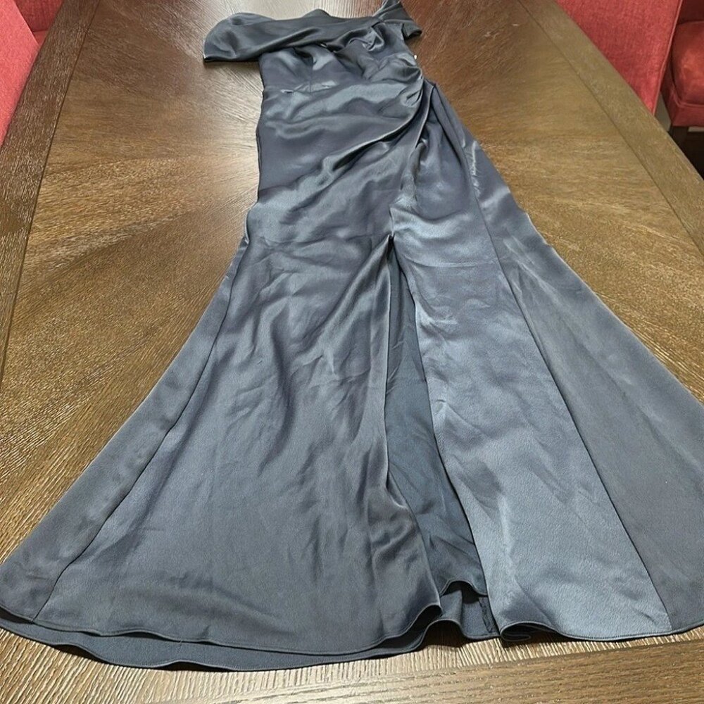 ASOS Design Blue Occasion Maxi Dress Off Shoulder Formal Gown Party - Picture 6 of 11